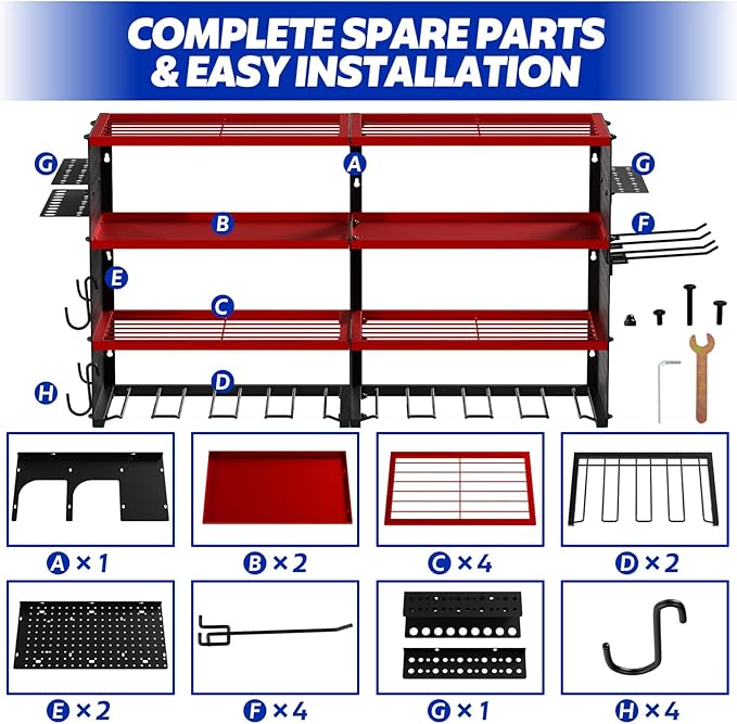 FAHKNS Power Tool Organizer Wall Mount, 4 Layer Heavy Duty Metal Tool Storage - Image 7