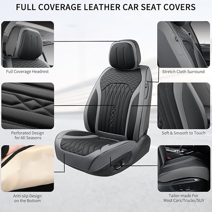 Car Seat Covers Full Set, Leather Seat Covers - Image 2