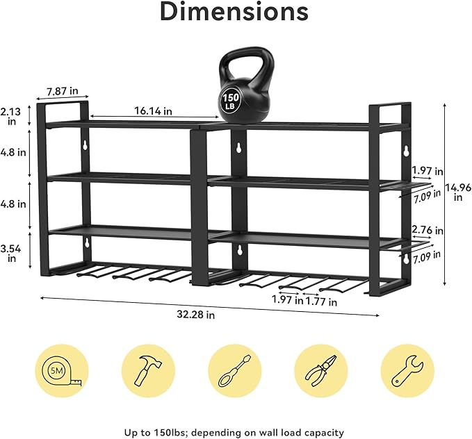 Power Tool Organizer Wall Mount, 4 Layer Heavy Duty Metal Power Tool Storage - Image 2