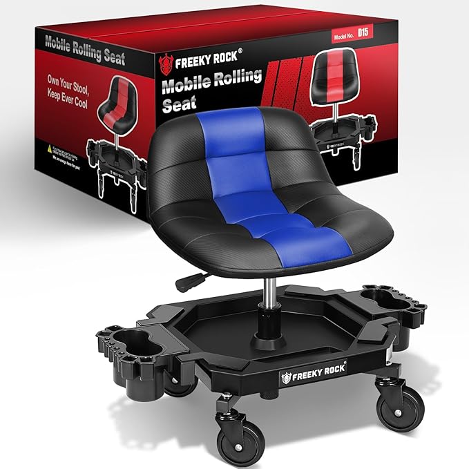 Rolling Stool with Wheels, Adjustable Height Pneumatic Garage Work Mechanic by FreekyRock