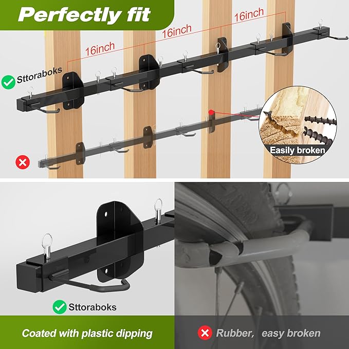 Bike Storage Rack, Garage Wall Mount Hanger, Indoor Bicycle Organizer - Image 5