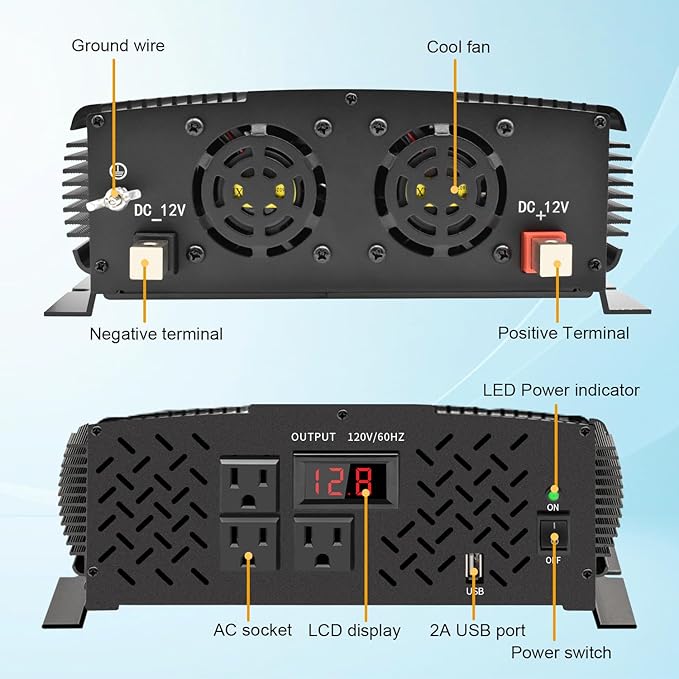 2500 Watt car Power Inverter 12V to 110V /120V, 2000+ watt invertor - Image 3