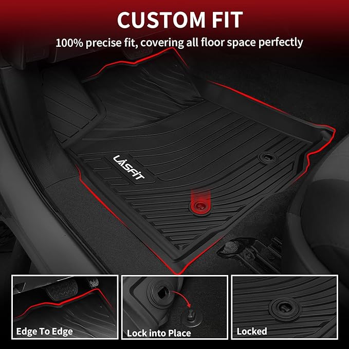 LASFIT Floor Mats for Toyota Tacoma 2016-2023 Double Cab All Weather Custom Fit - Image 2