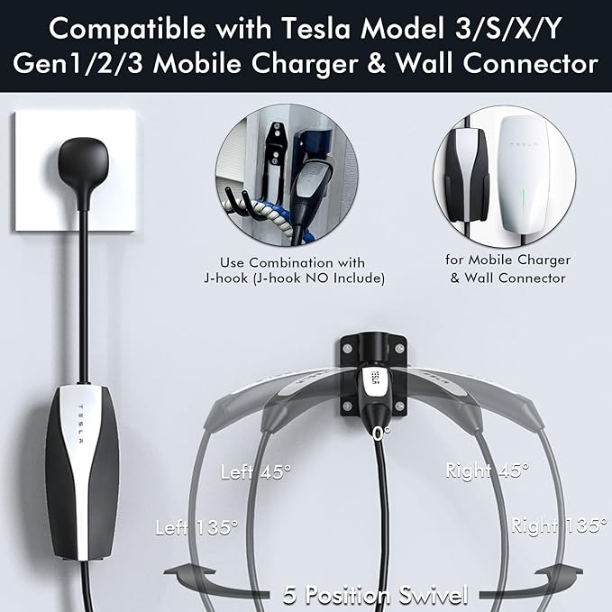 Tesla Charger Holder Wall Mount Tesla Mobile Connector Charger Holder, 5-Level - Image 4