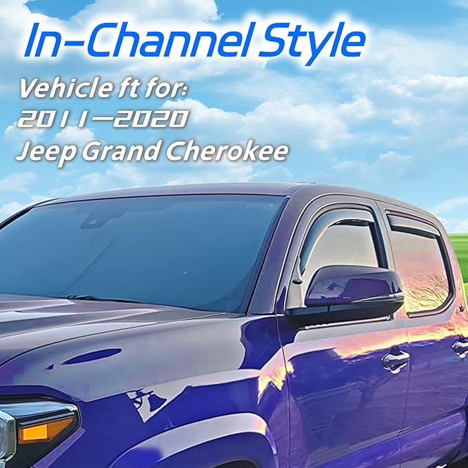 4PCS in-Channel Rain Guards for 2011-2020 Jeep Grand Cherokee, Durable Window - Image 2