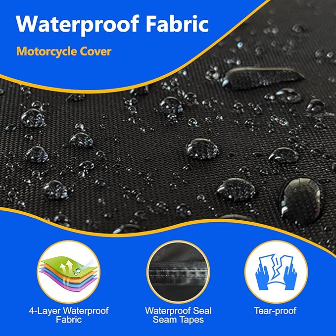 Motorcycle Cover, 600D Heavy Duty Waterproof Motorbike Cover, Dustproof - Image 3