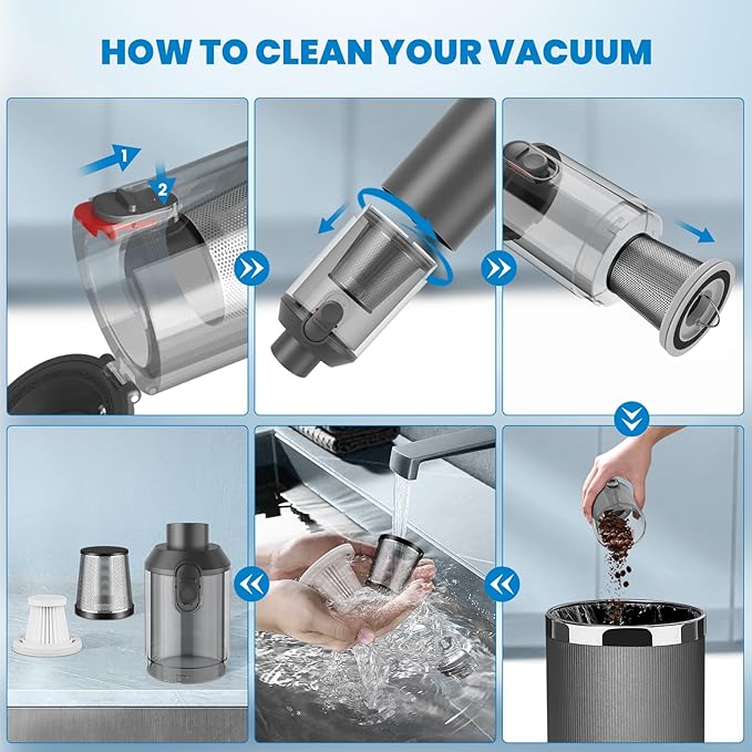 90° Foldable Car Vacuum Portable Cordless 16000PA Suction, 4-in-1 Mini Vacuum - Image 7