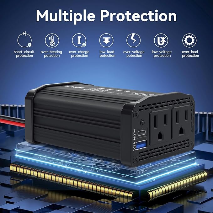 300W Car Power Inverter 12v to 110v, Car Plug in Adapter Outlet - Image 6