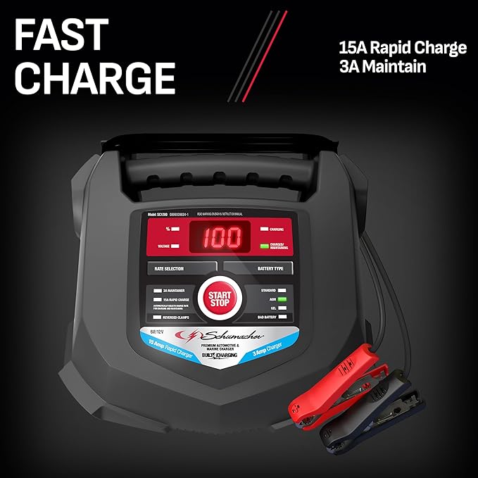 Schumacher Electric Car Battery Charger and Maintainer SC1280 4-in-1, 15 Amp - Image 5