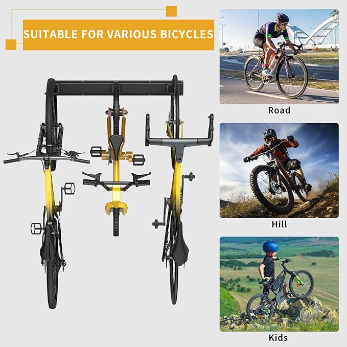Bike Storage Rack 64Inch for 6 Bikes + 5 Helmets, Heavy Duty Bike Hangers for - Image 6