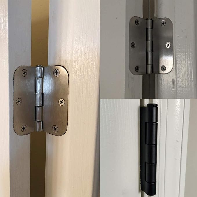 24 Pack Rounded Matte Black Door Hinges 3.5 inch x 3-1/2", 5/8 Radius Storage - Image 7