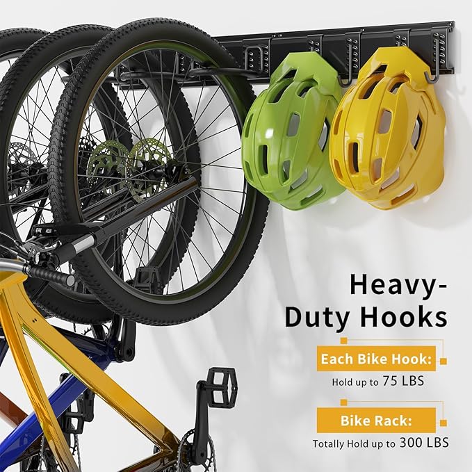 Bike Storage Rack 48Inch for 6 Bikes + 5 Helmets, Heavy Duty Bike Hangers for - Image 3