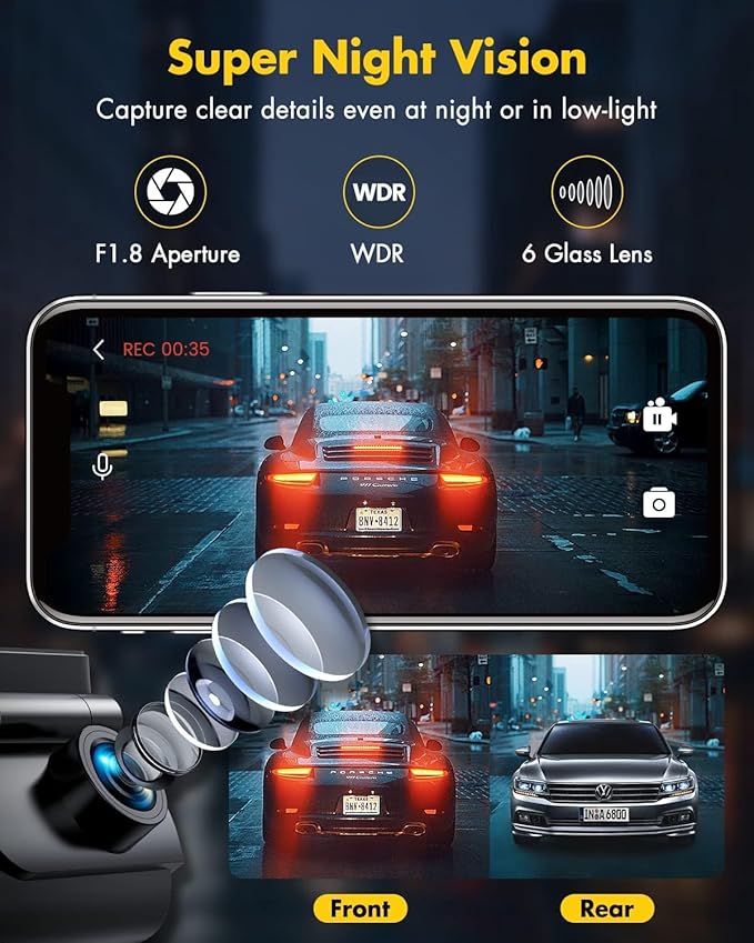 GKU Dash Cam Front and Rear Camera – 4K+1080P Dual Dash Camera - Image 6