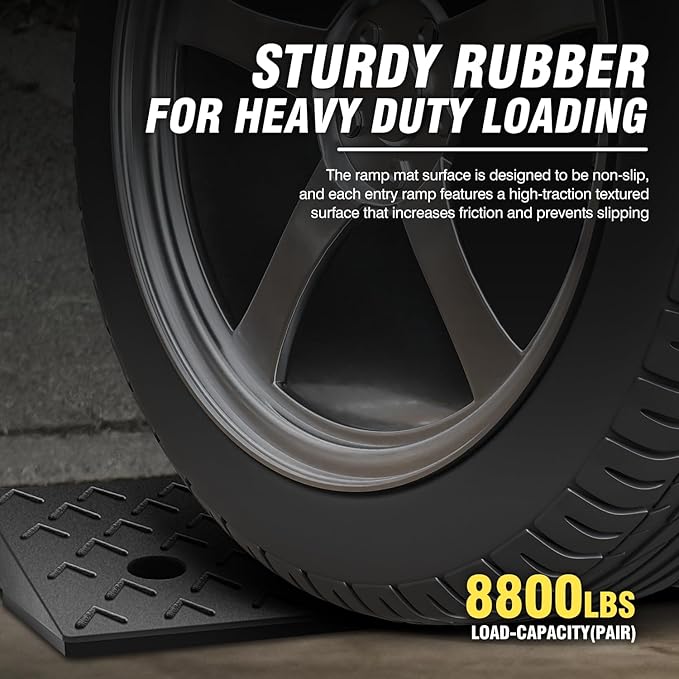 DNA MOTORING 2pcs 3.1" Rise Rubber Arrow Curb Ramp Heavy Duty Loading Driveway - Image 3