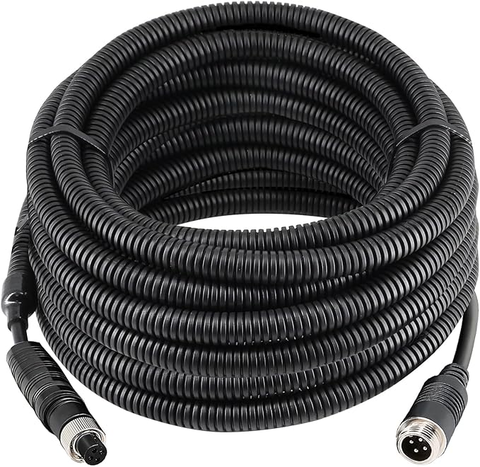 4 Pin Backup Camera Cable with Corrugated Tube Cover, 4 Pin Aviation Extension by STONVUE
