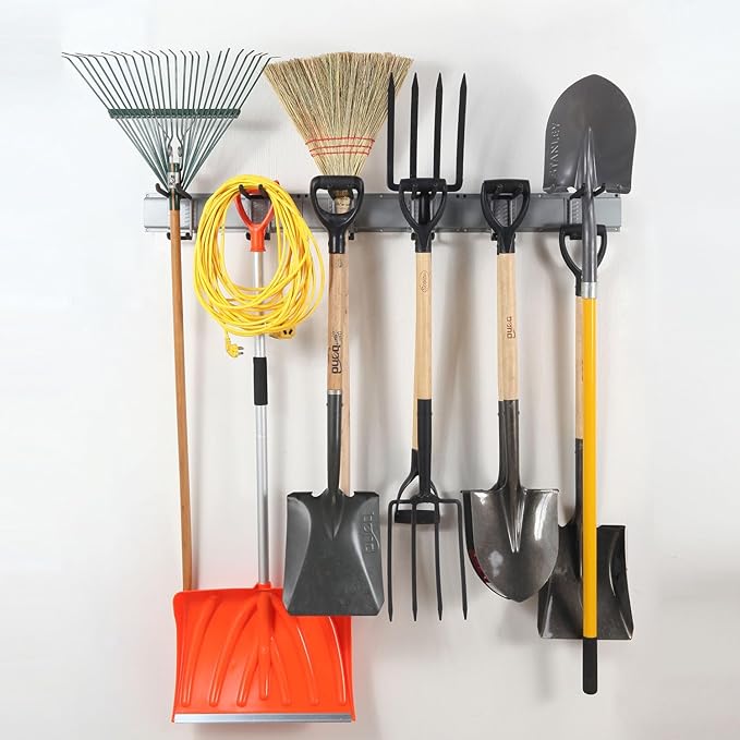 Wall Mount Tool Storage Rack, Heavy Duty Garage Organizer, Garden Hooks and - Image 2