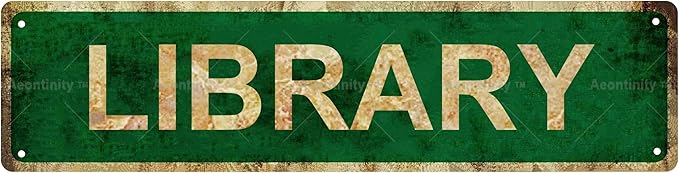 LIBRARY Non-Embossed Vintage Metal Tin Street Sign Bar Cafe Garage Cave Home by Unknown