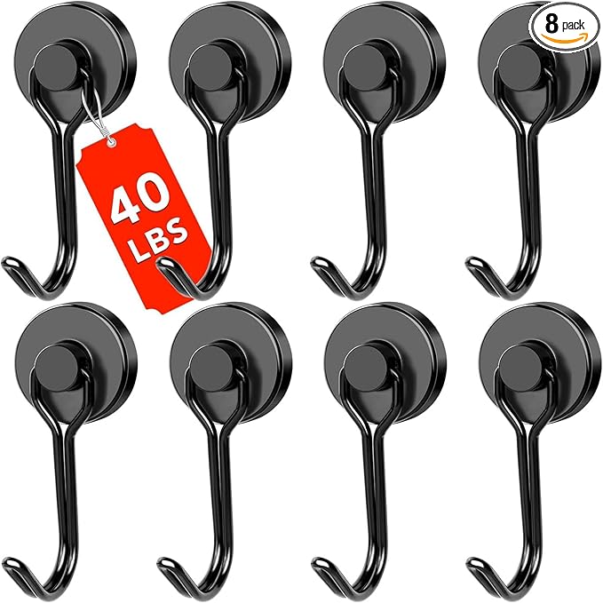 DIYMAG Black Magnetic Hooks, 40LBS Strong Magnetics Heavy Duty, Magnet Hook by DIYMAG