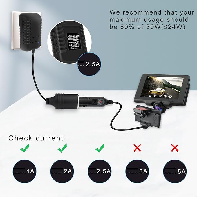 inShareplus 12V 2.5A 30W AC to DC Converter, 12 Volt Car Cigarette Lighter - Image 5