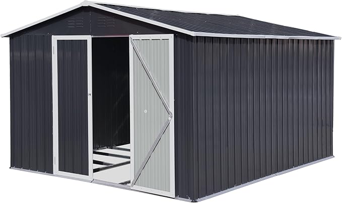 12 x 10 FT Metal Garden Shed, Outdoor Storage Shed by Hipicute