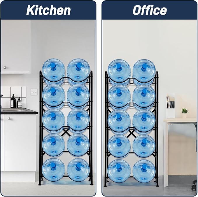 5 Gallon Water Jug Holder, 5-Tier Reinforced Carbon Steel Bottle Storage Rack - Image 7