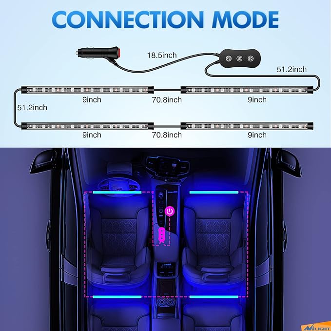 Nilight RGB LED Car Interior Stripe Light - Image 2