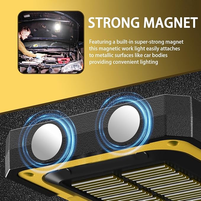 WARSUN Portable Rechargeable Magnetic Work Light, LED Flood Light Waterproof - Image 5