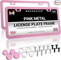Premium Princess Pink License Plate Frames – 2 Pack, Rust-Free Stainless Steel by MegaRacer