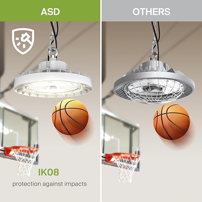 ASD LED High Bay UFO Light Fixture, Commercial Shop Lighting | 3CCT, IP69K - Image 7