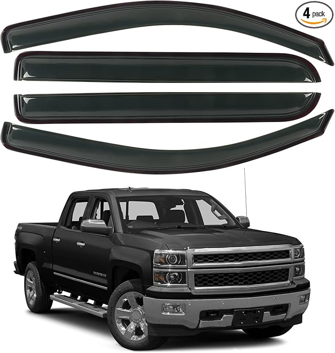 Rain Guards for 2014-2018 Chevrolet Silverado & GMC Sierra 1500 Crew Cab by CHYKORLA