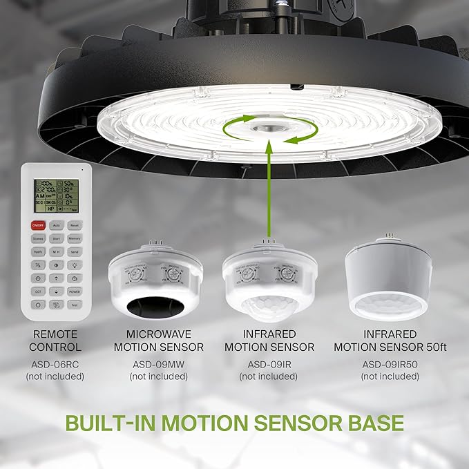 ASD LED High Bay UFO Light Fixture, Commercial Shop Lighting | 3CCT, IP69K - Image 8