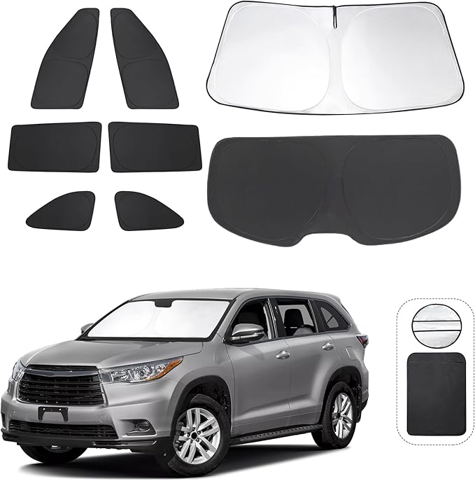 TINGLU Window Shades for Toyota Highlander 2014-2019 Accessories Side Full by TINGLU
