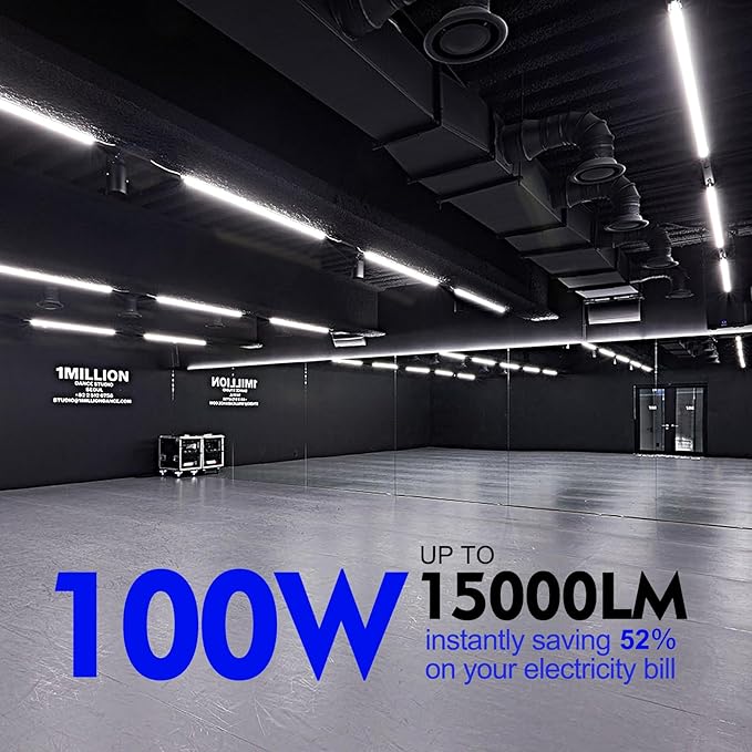 8FT LED Shop Light Fixture, 100W 15000LM 6500K, V Shape Linkable T8 Tube Lights - Image 2