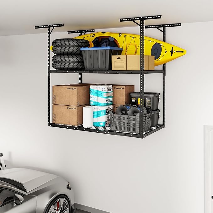 FLEXIMOUNTS 3x6 2-Tier Overhead Garage Storage Rack – Adjustable Heavy Duty by FLEXIMOUNTS