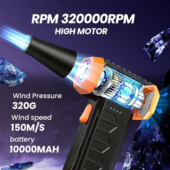 Electric Air Duster, 0000 RPM Compressed Air Duster & Blower, 7600mAh - Image 2