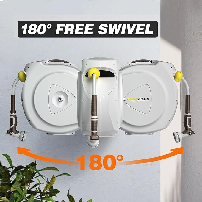 Retractable Garden Hose Reel, 1/2 in 75+6ft, Heavy Duty Wall Mounted Water Hose - Image 4