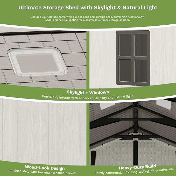 Patiowell 10 x 8 FT Outdoor Storage Shed, Plastic Shed - Image 7