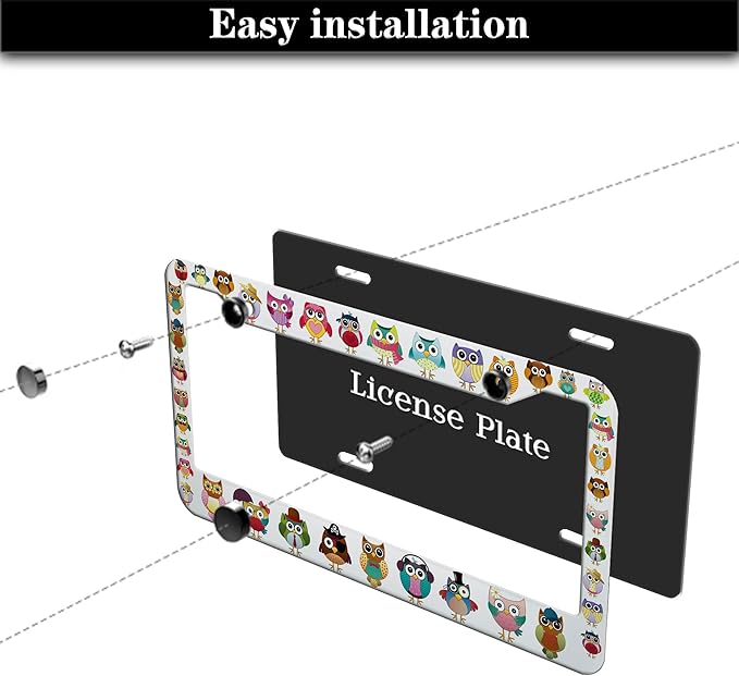 License Plate Frames for Women Multicolor License Plate Frame for Men Cute Owl - Image 7