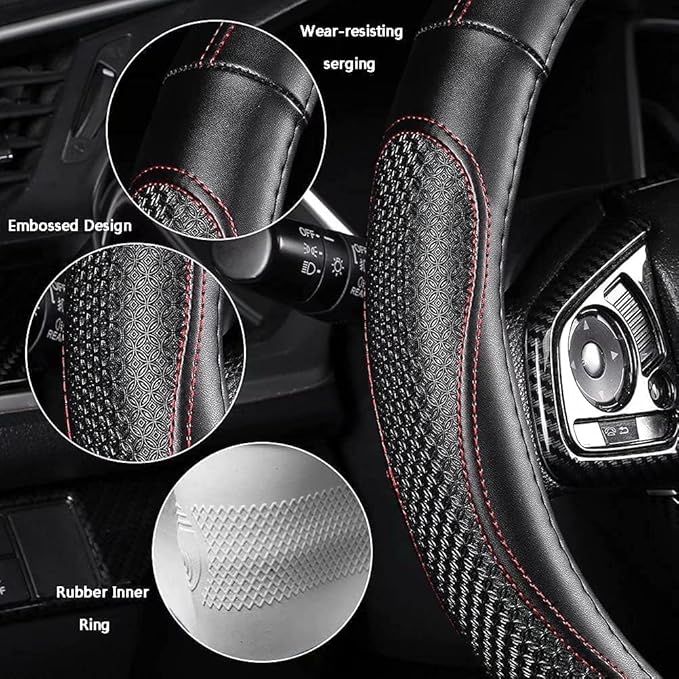 Leather - Car Steering Wheel Cover 15 inch Universal Fit Microfiber Steering - Image 4