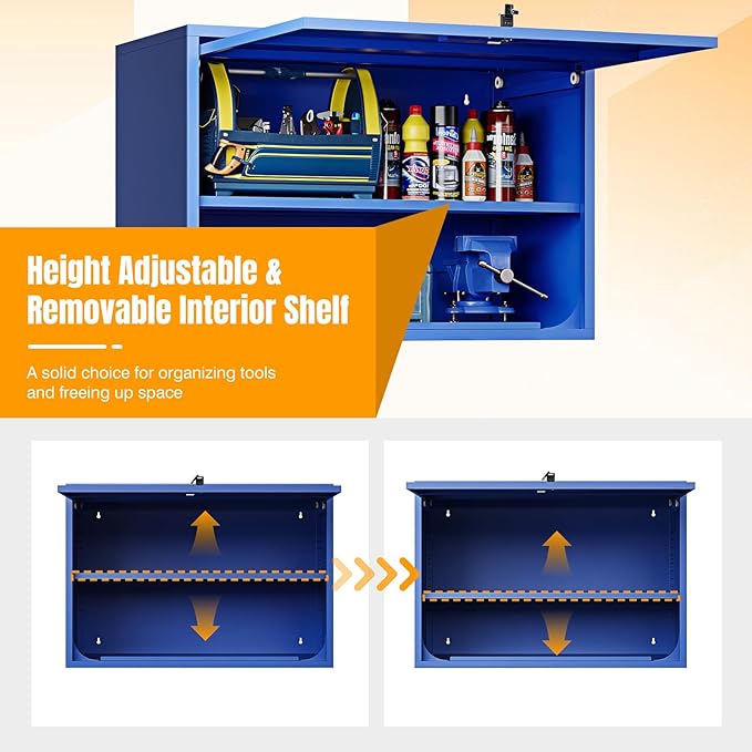Metal Wall Storage Cabinet 22'' Tall Wall-Mounted Steel Garage Cabinet - Image 4