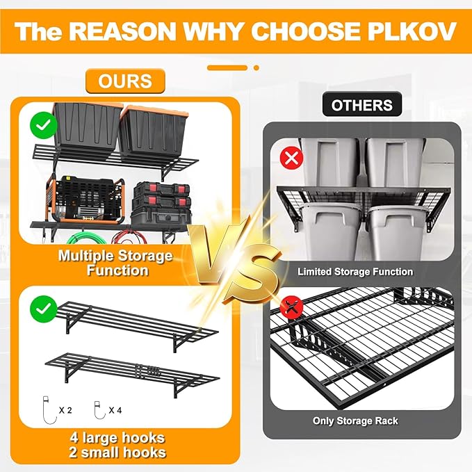 2-Pack 1×4ft Steel Wall Mounted Garage Shelves - Image 3