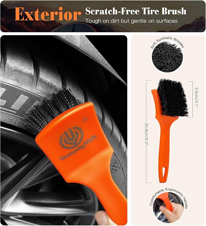 7PCS Motorcycle Cleaning Kit, 2-Size Bendable Wheel Brush, Tire and Chain Brush - Image 8