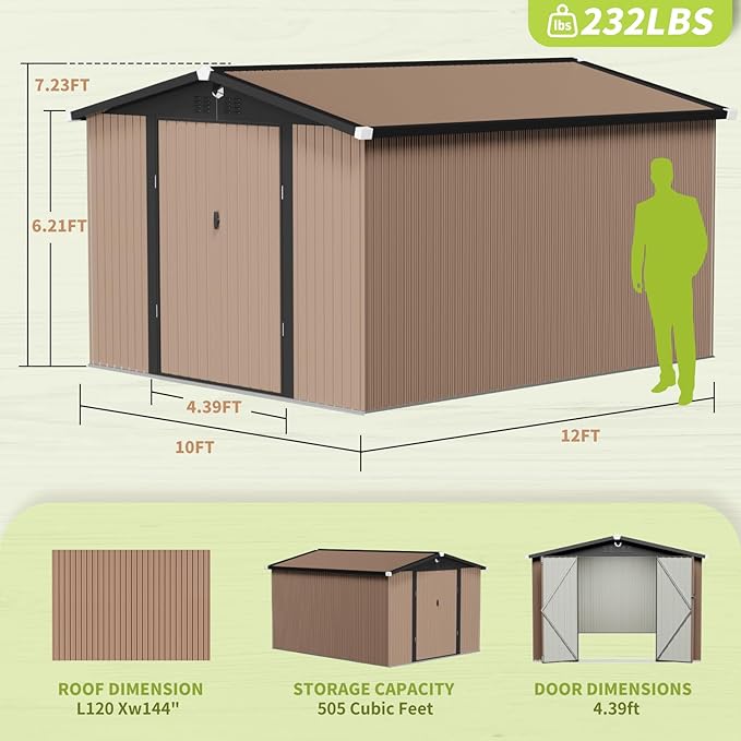 Metal Storage Shed, Outdoor Storage Building 10x12, Large Backyard Sheds - Image 2