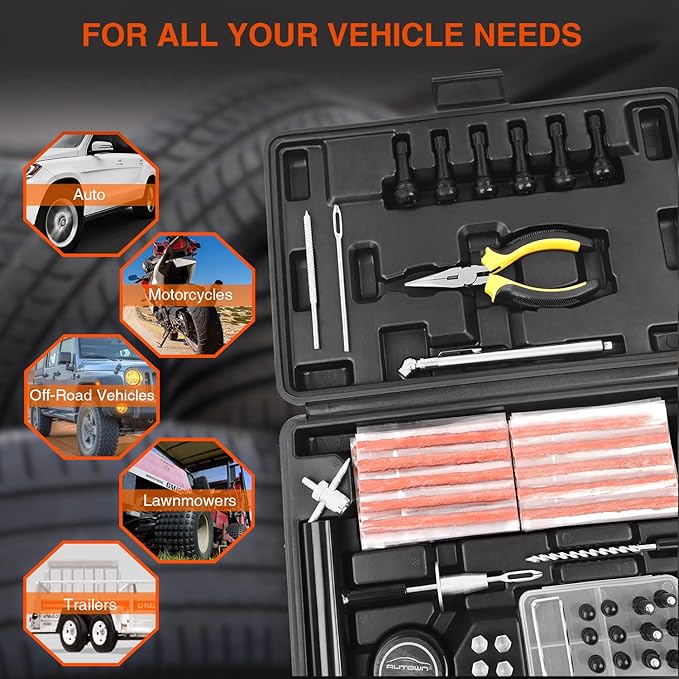 Tire Repair Kit, Universal Tire Patch kit to Fix Punctures and Plug Flats - Image 5
