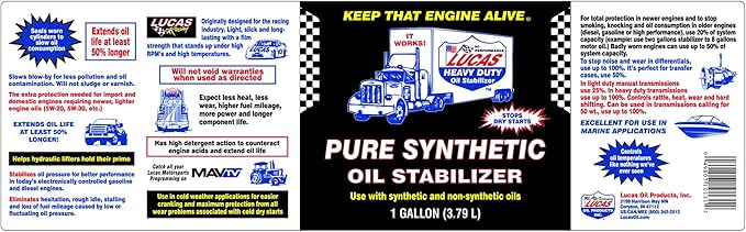 Lucas Oil 10131 Pure Synthetic Oil Stabilizer - Image 5