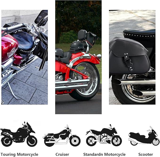 Motorcycle Saddle Bags Synthetic Leather Luggage Bag Waterproof Throw Over - Image 6