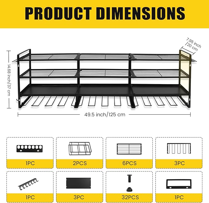 Wall Mount Power Tool Organizer, 4 Layer 12 Drill Hangers Storage Rack - Image 2