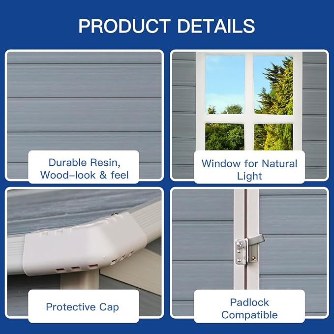 4x6 FT Outdoor Storage Shed, Resin Garden Shed - Image 4