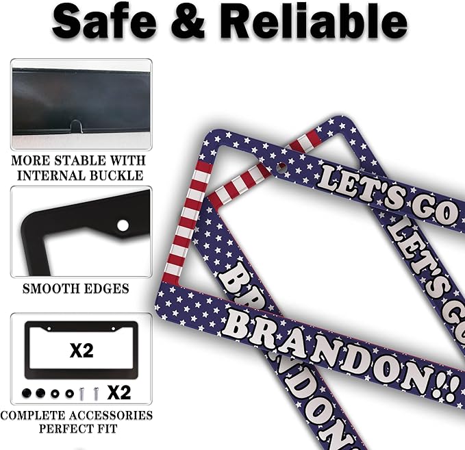 License Plate Frames for Women Multicolor License Plate Covers for Men Lets Go - Image 4