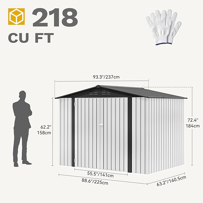 DWVO 8x6ft Metal Outdoor Storage Shed, Waterproof Tool Shed Heavy-Duty Storage - Image 8